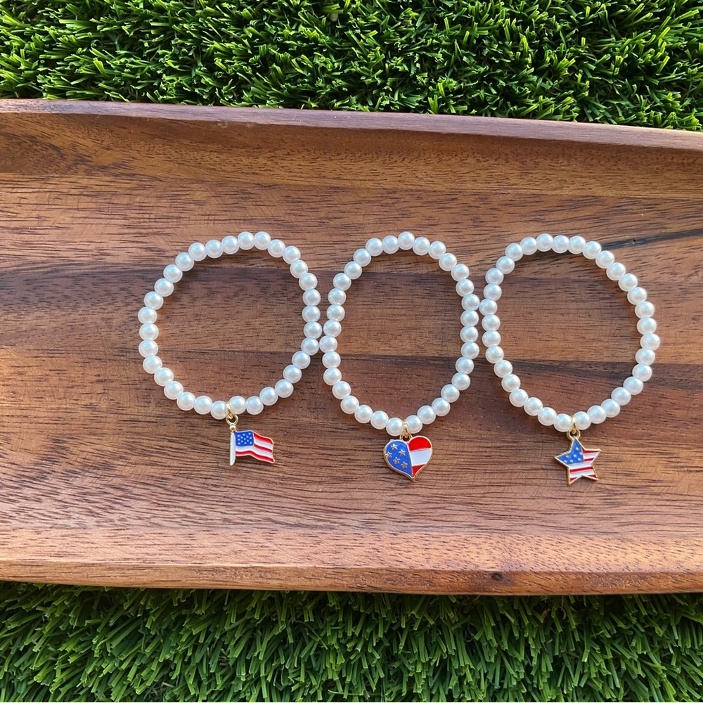 4th of July Pearl Bracelet Set